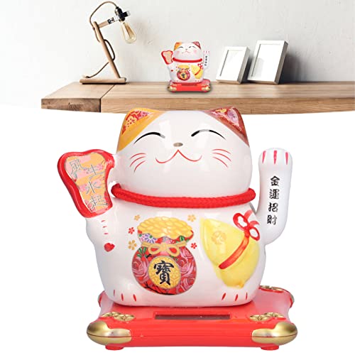 Fortune Cat, Adorno de Mesa Wealth Cat Símbolos de Riqueza Y Buena Suerte para Tiendas, Restaurantes, Tiendas(Viento y agua)