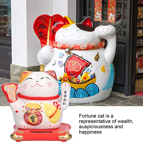 Fortune Cat, Adorno de Mesa Wealth Cat Símbolos de Riqueza Y Buena Suerte para Tiendas, Restaurantes, Tiendas(Viento y agua)