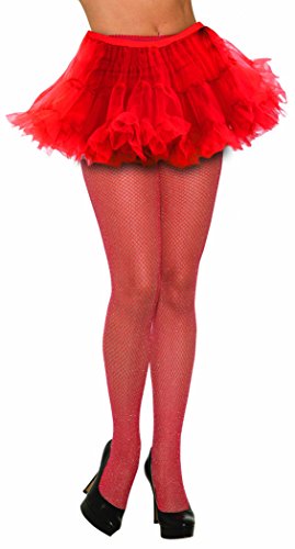 Forum Fishnet Stockings Glitter Ceidos, Rojo (Red Red), Talla única para Mujer