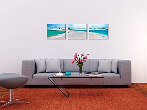 Foto Canvas Cuadros Paisajes Playa | Lienzos Decorativos - Cuadros para Dormitorios Modernos - Decoración Salón | Cuadro Playa 3 Piezas - 126 x 30 cm sobre Bastidor de Madera Listos para Colgar