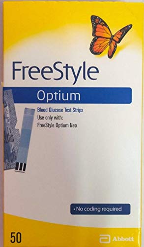 Freestyle Optium, un paquete con 50 tiras de prueba de glucosa en sangre
