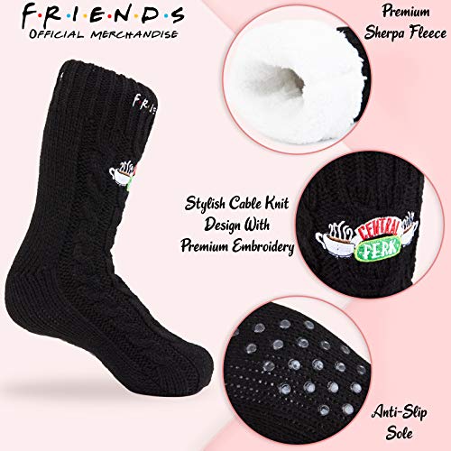 Friends Calcetines Mujer Antideslizantes, Calcetines Mujer Invierno de Punto Para Estar por Casa, Ropa Mujer Invierno, Regalos Para Mujer Adolescentes