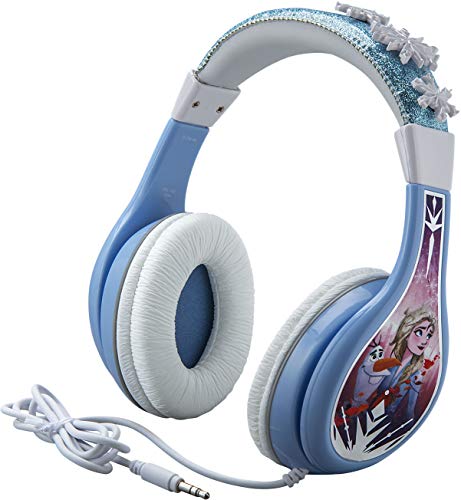 Frozen 2 Kids Headphones, Adjustable Headband, Stereo Sound, 3.5Mm Jack, Wired Headphones for Kids, Tangle-Free, Volume Control, Foldable, Childrens Headphones Over Ear for School Home Travel, Azul