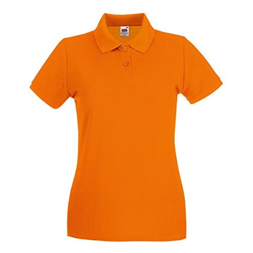 Fruit of the Loom- Polo de Manga Corta Premium Entallado para Mujer (Extra Grande (XL)/Naranja)