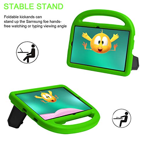 FSCOVER Funda Infantil para Samsung Galaxy Tab S6 Lite 10.4, Carcasa Niños Antigolpes con Asa y Soporte Plegable, Carcasa Bebé Ligera para Modelo SM-P610/P615, Verde