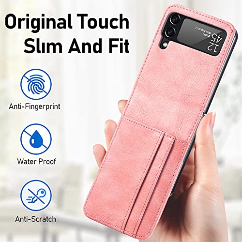 FTRONGRT Funda para Samsung Galaxy Z Flip 3 5G, PC + PU, con Ranura para Tarjeta, Resistente a Caídas Antideslizante, para Samsung Galaxy Z Flip 3 5G.Rosado