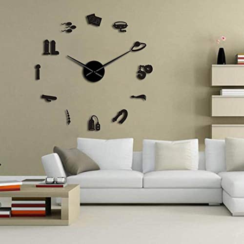 FTYYSWL Vector DIY Relojes de Pared Gigantes Erótico Íntimo Arte de la Pared Juegos de rol Obras de Arte Reloj Moderno Reloj de Pared Decoración de la Sala de Estar del hogar