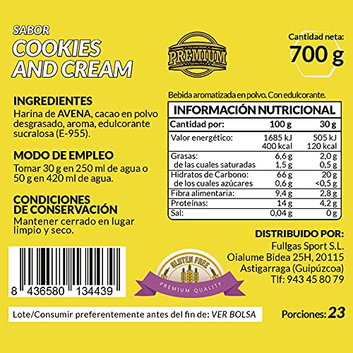 FullGas - AVENA LIBRE DE GLUTEN Cookies and Cream 700g