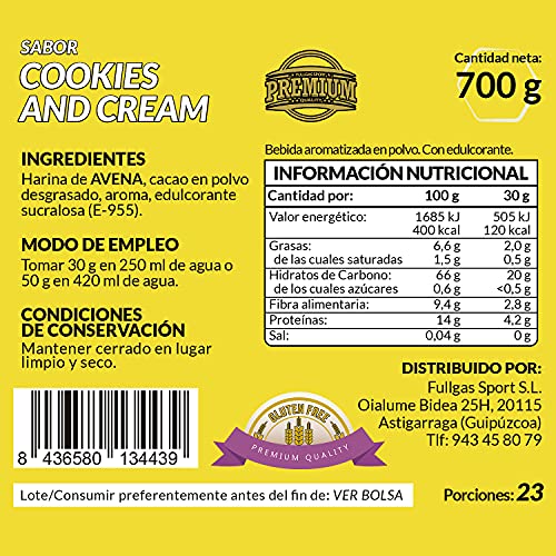 FullGas - AVENA LIBRE DE GLUTEN Cookies and Cream 700g