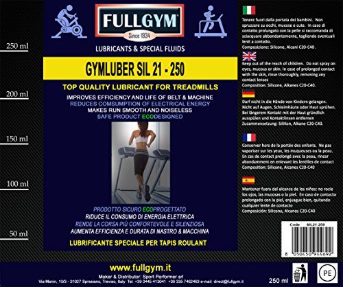 FullGym - Lubricante GymLuber Sil 21, 500 ml - Lubricante especial para cintas de correr y aparatos de fitness. Fabricante de lubricantes y líquidos especiales.