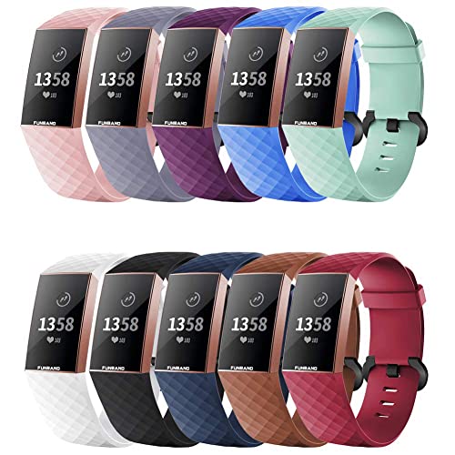 FunBand Correa para Fitbit Charge 3/Charge 4, Edición Especial Soft Silicona Deportes Recambio de Pulseras Ajustable Reemplazo Accesorios para Reloj Fitbit Charge 3/Charge 4