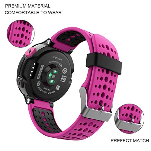 FunBand Correa para Garmin Forerunner 235, Banda de Reemplazo Silicona Suave Sports Pulsera para Garmin Forerunner 235/235 Lite/220/230/620/630/735XT/Approach S20/S5/S6 Smart Watch (Rosa&Negro)