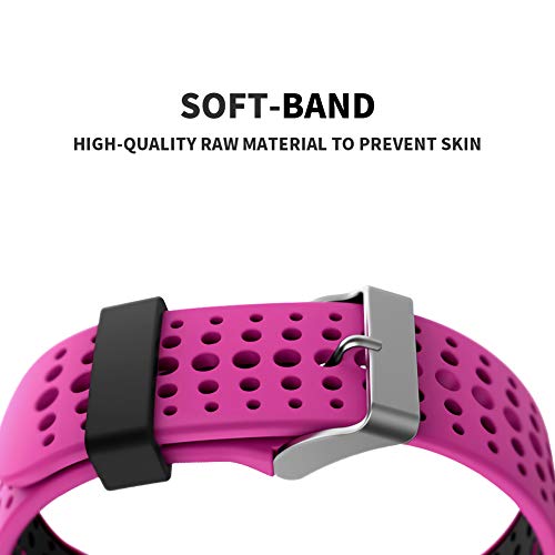 FunBand Correa para Garmin Forerunner 235, Banda de Reemplazo Silicona Suave Sports Pulsera para Garmin Forerunner 235/235 Lite/220/230/620/630/735XT/Approach S20/S5/S6 Smart Watch (Rosa&Negro)