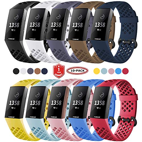 FunBand Fitbit Charge 3/Charge 4 Correa, Edición Especial Soft Silicona Deportes Recambio de Pulseras Ajustable Reemplazo Accesorios para Reloj Fitbit Charge 3/Charge 4