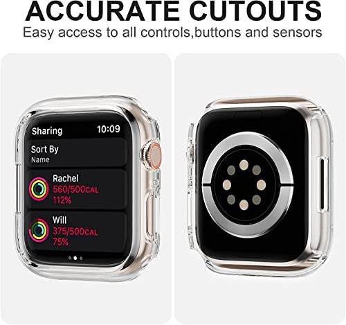 Funda Apple Watch Series 7 45mm con Protector [4-Piezas], Dilhvy PC Completa Carcasa para iWatch 7 (Transparente+Transparente+Transparente+Transparente, 45mm)