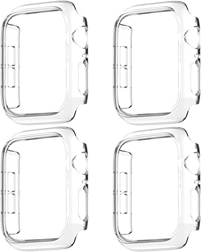 Funda Apple Watch Series 7 45mm con Protector [4-Piezas], Dilhvy PC Completa Carcasa para iWatch 7 (Transparente+Transparente+Transparente+Transparente, 45mm)