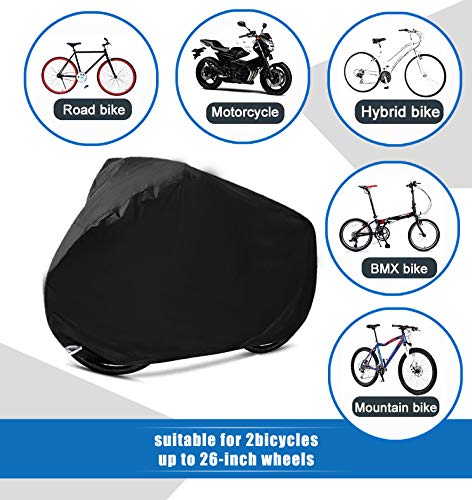 Funda de bicicleta GES para 2 o 3 bicicletas, protección de bucle impermeable, tela oxford, impermeable, protector solar, a prueba de polvo, a prueba de viento, para almacenamiento al aire libre