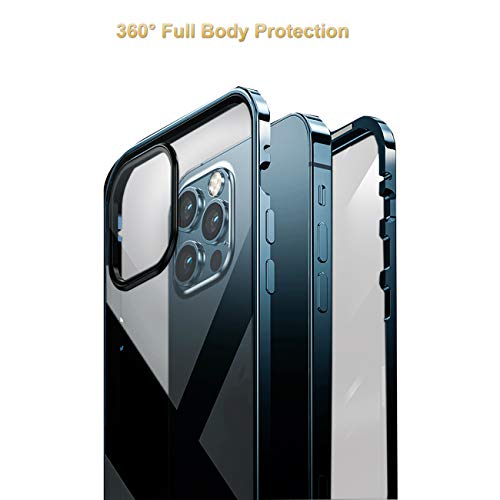 Funda para iPhone 11 Pro MAX,Adsorción Magnética de Metal,360 Grados Protección Case,Transparente Vidrio Templado Case con Protector Cámara,para iPhone 11 Pro MAX Cover Case,Plata