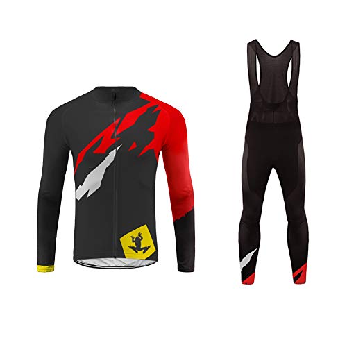 Future Sports Invierno Thermal Ropa de Bicicleta Hombre MTB Traje de Ciclismo Mangas Largas Maillots+Pantalones Equipación de Ciclista Bodies, Talla XS-6XL