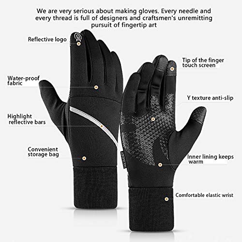 FYBOOR Guantes de ciclismo para hombre con pantalla táctil, antideslizante, para correr, ciclismo, esquí, senderismo, escalada, hombres y mujeres, color negro, XXL