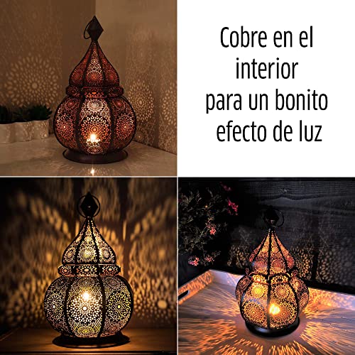 Gadgy ® Farol Arabe (36 cm) l para Velas y Luces eléctricas l Interior y Exterior Decoración l Resistente al Viento l Estilo marroquí-árabe/Indio-Oriental l Hecho a Mano