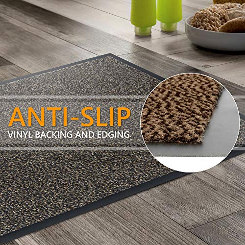 GadHome Felpudo de Entrada, Marron Gris 40x60 cm | Alfombra Exterior para Puerta, Impermeable, Lavable para Atrapar Suciedad para Recibidor|Alfombrilla Antideslizante, Pasillo, Cocina, Dormitorio