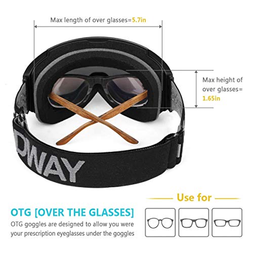 Gafas de Esquí, eDriveTech Máscara Gafas Esqui Snowboard Nieve Espejo para Hombre Mujer Adultos Juventud Jóvenes Chicos Chicas Anti Niebla Gafas de Esquiar OTG Protección UV Magnéticos Esférica Lente