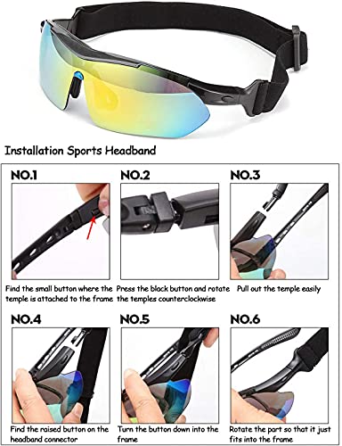 Gafas De Sol Polarizadas,Gafas de Sol Deportivas,con 5 Lentes Intercambiables UV400 Protección Antivaho Antireflejo Anti Viento,Correr Golf Beisbol Surf Conducción Esquiando 100% De Protección UV