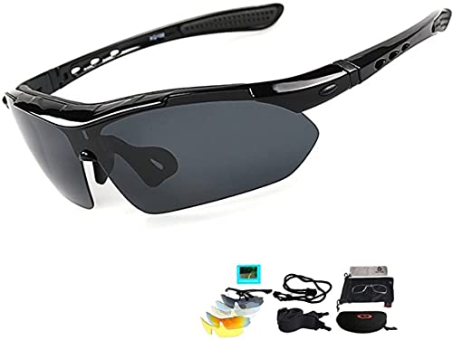 Gafas De Sol Polarizadas,Gafas de Sol Deportivas,con 5 Lentes Intercambiables UV400 Protección Antivaho Antireflejo Anti Viento,Correr Golf Beisbol Surf Conducción Esquiando 100% De Protección UV