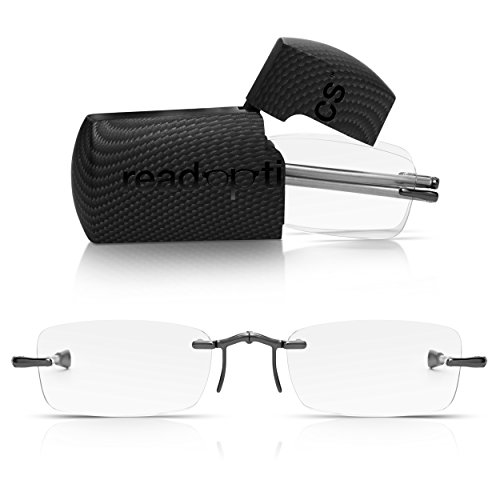 Gafas READ OPTICS de Lectura Graduadas Plegables - Sin Montura. Compactas, Portátiles - de Bolsillo con Funda Rígida. Lentes +2 Dioptrías (+1 hasta +3,50) para Hombre/Mujer