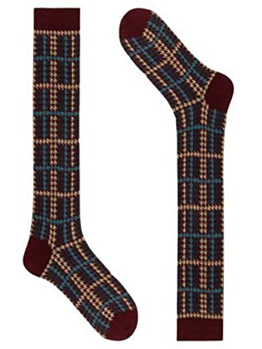 Gallo - Calcetín largo para hombre, de lana y algodón, diseño de pata de gallo, color burdeos Bordeaux Blu Beige 36-38