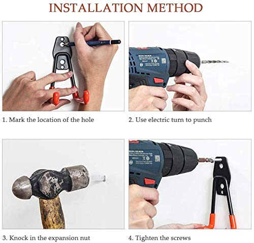 Ganchos de Almacenamiento de Garaje - 4 piezas Ganchos para Colgar Gancho para Colgador de Garaje Dobles Gancho de Bicicleta de Pared para Organizar Herramientas Multifuncional (Pequeña)