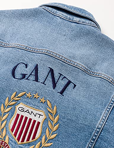 GANT Jacket D1. Chaqueta Crest Denim, Azul Claro Vintage, 176 cm para Niños