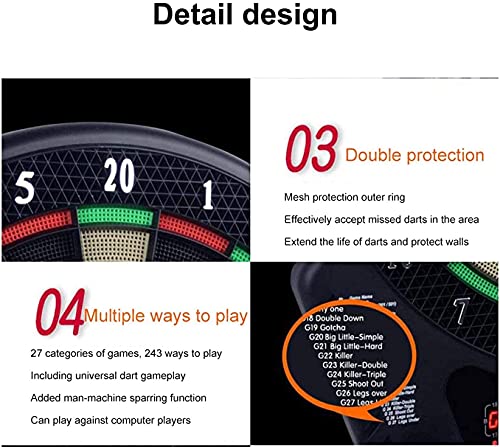 GAOTTINGSD Diana electrónica de Dardos Dartboard electrónico, Juegos de Interiores Tablero de Dart electrónico Profesional con 23 categorías Principales de Juegos y 243 subcategorías de Juegos