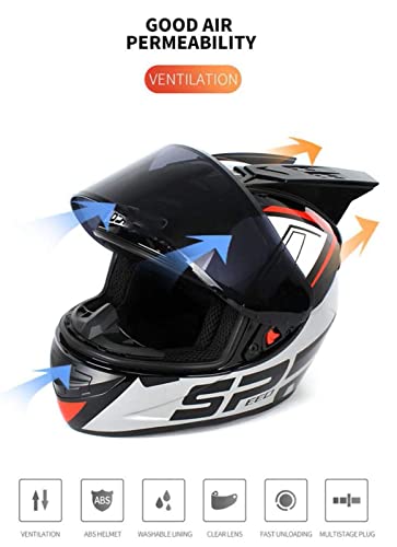 GAOZHE Casco Integral de Motocicleta Casco Modular de Choque de Motocicleta Ligero con Visera Casco de Motocicleta de Carreras Aprobado por Dot/ECE para jóvenes Hombres Mujeres