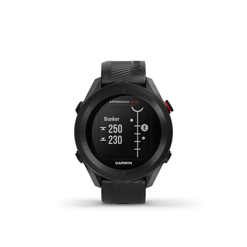 Garmin Approach S12, Reloj para Golf, campos mundiales preinstalados, Bluetooth y resistente al agua, Negro