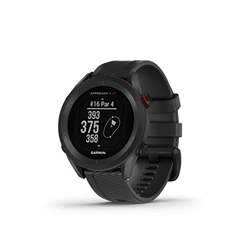 Garmin Approach S12, Reloj para Golf, campos mundiales preinstalados, Bluetooth y resistente al agua, Negro