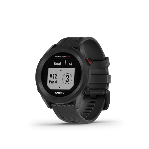 Garmin Approach S12, Reloj para Golf, campos mundiales preinstalados, Bluetooth y resistente al agua, Negro