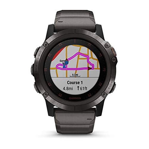 Garmin fēnix 5X Plus, Ultimate Multisport GPS Smartwatch, Features Color TOPO Maps and Pulse Ox, Heart Rate Monitoring, Music and Pay, Black Hardware/Black Band