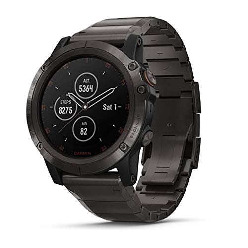 Garmin fēnix 5X Plus, Ultimate Multisport GPS Smartwatch, Features Color TOPO Maps and Pulse Ox, Heart Rate Monitoring, Music and Pay, Black Hardware/Black Band