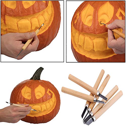 Gasea 12 Set Cinceles Cuchillo de Talla de Madera a Mano Herramientas, Cuchillo de Trinchar Hecho a Mano para DIY Mango de Madera de Herramientas Wax Carving