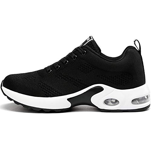 GAXmi Zapatillas Deportivas de Mujer Air Cordones Zapatos de Ligero Running Fitness Zapatillas de para Correr Antideslizantes Amortiguación Sneakers Negro 38 EU