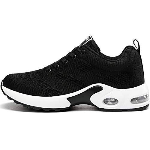 GAXmi Zapatillas Deportivas de Mujer Air Cordones Zapatos de Ligero Running Fitness Zapatillas de para Correr Antideslizantes Amortiguación Sneakers Negro 38 EU