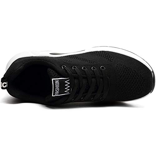 GAXmi Zapatillas Deportivas de Mujer Air Cordones Zapatos de Ligero Running Fitness Zapatillas de para Correr Antideslizantes Amortiguación Sneakers Negro 38 EU