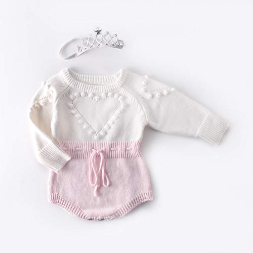 Geagodelia Body de bebé de invierno con bolitas de manga larga para bebé Rosa 12-18 meses
