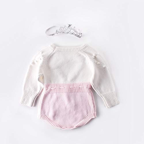 Geagodelia Body de bebé de invierno con bolitas de manga larga para bebé Rosa 12-18 meses