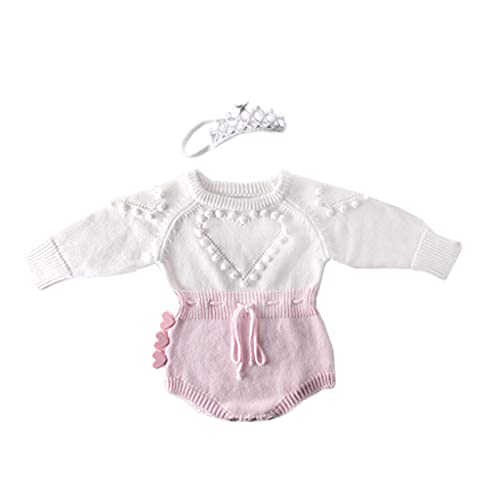 Geagodelia Body de bebé de invierno con bolitas de manga larga para bebé Rosa 12-18 meses