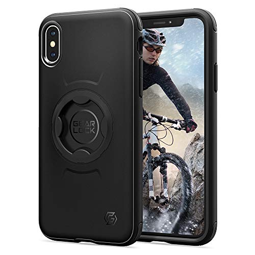 Gearlock Classic Bike Mount Case con tecnología Air Cushion y XRD Extreme Impact Protection Funciona con iPhone XS Case (2019), Color Negro