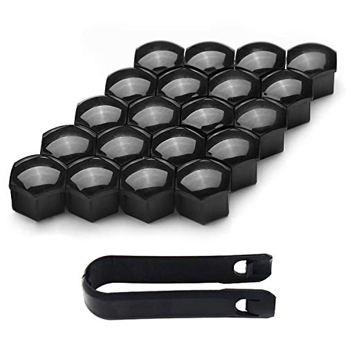 Gebildet 20 Piezas Universal Tapones Tapas de Tornillos Tuerca para Rueda Neumática Llanta de Coche con Herramienta para extaer (17mm)