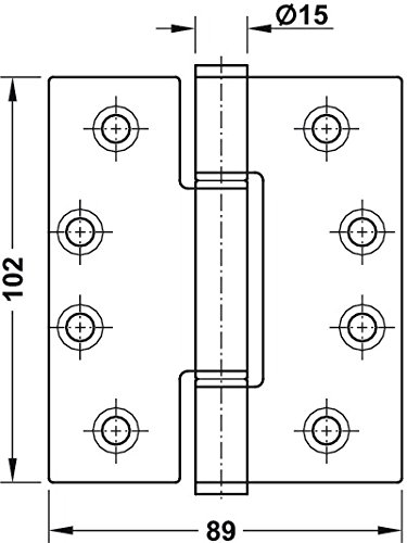 gedotec Carga Pesada Bisagras Planas aufschraub-scharnier de Inoxidable Acero Inox Aisi 316 capacidad hasta 160kg Puerta Mate Cepillado Escuadra con CASQUILLOS FRICCIÓN, calidad marca para sus